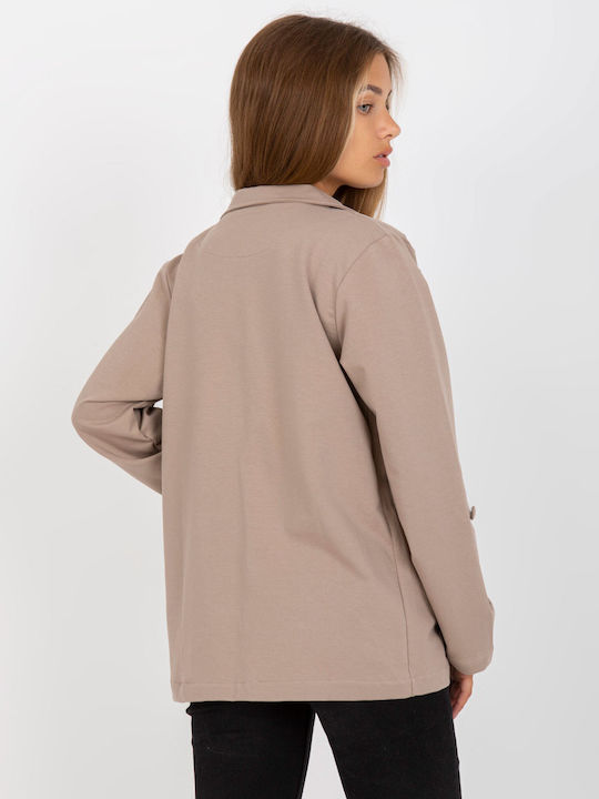 Rue Paris Damen Blazer Dark Beige