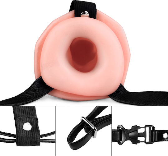 Lovetoy Unisex Hollow Strap-On Harness with Dildo in skin color