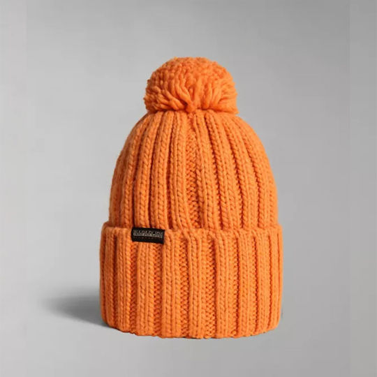 Semiury NA4GKB Ribbed Beanie Cap Orange Buttern NP0A4GKB-AA3