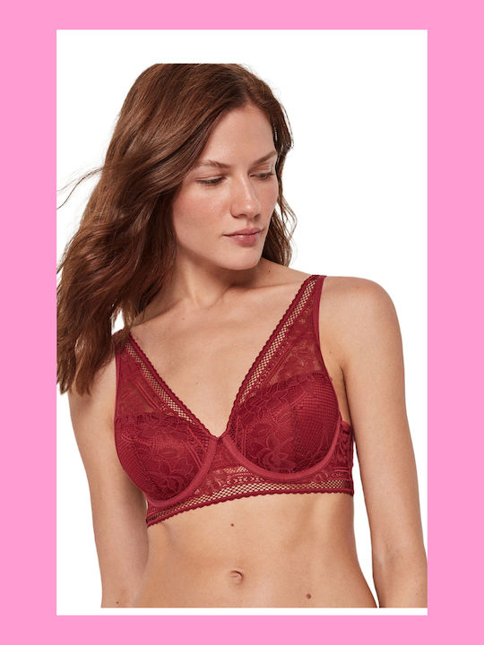 Gisela Lace Underwear Set with Bra & Brazil Burgundy