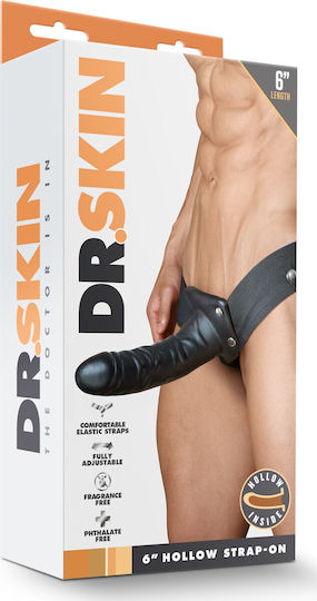 Blush Dr. Skin 6 Inch Hollow Strap On Harness με Dildo 15cm σε Μαύρο Χρώμα