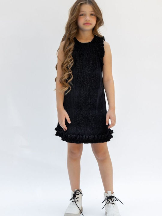 Alice Kids Dress Velvet Sleeveless Black