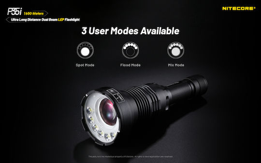 NiteCore Επαναφορτιζόμενος Φακός LED IP68 με Μέγιστη Φωτεινότητα 3000lm P35i