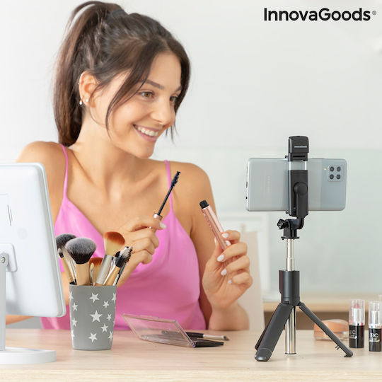InnovaGoods Tridiex Selfie Stick Cell Phone Tripod Bluetooth with Lighting Black