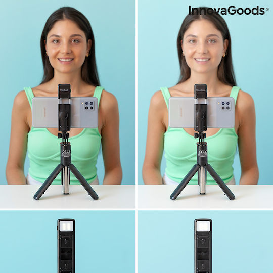 InnovaGoods Tridiex Selfie Stick Cell Phone Tripod Bluetooth with Lighting Black