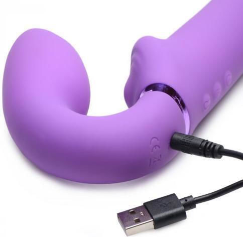 Strap U 10x Ergo-Fit G-Pulse Inflatable & Vibrating Strapless Strap-on Trägerlos Strap On mit Dildo 24.6cm mit Vibration in Lila Farbe