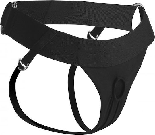 Strap U Avalon Jock Style Strap On Harness Арсенал с Единично Дилдо в Черен цвят