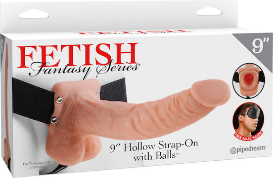 Pipedream Fetish Fantasy Series Hollow Strap-On with Balls Harness με Dildo 23cm στο χρώμα του δέρματος