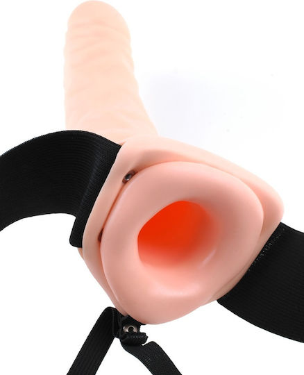 Pipedream Fetish Fantasy Series Vibrating Hollow Strap-On Harness with Dildo 20cm and Vibration in skin color
