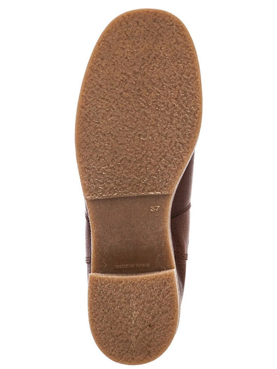 Leather Women's Chelsea Boots with Medium Heel Tabac Brown