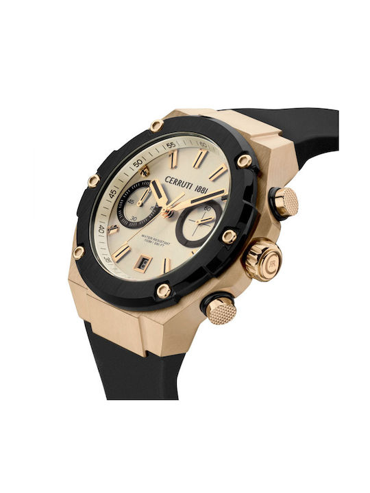 Lucardo Herrenuhr 44mm Chronograph Batterie mit Schwarz Kautschukarmband