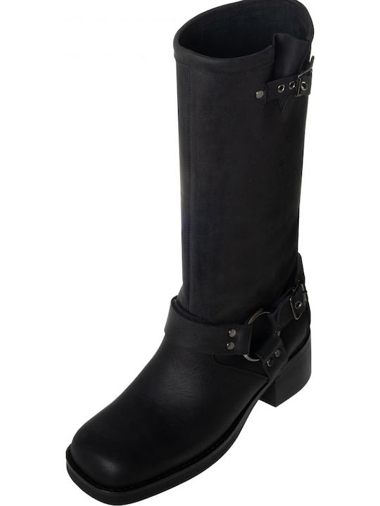 Leder Damenstiefel Schwarz