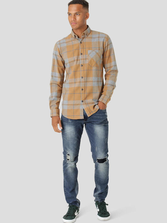 31-200185 Long-sleeved Flannel Shirt Checked Orange