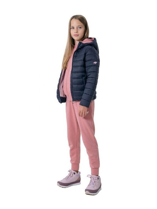 Kids' Quilted Jacket Short with Hood Navy Blue