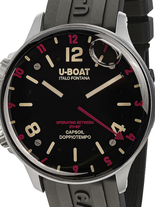 U-Boat Capsoil Doppiotempo SS Ρολόι Μπαταρίας με Καουτσούκ Λουράκι
