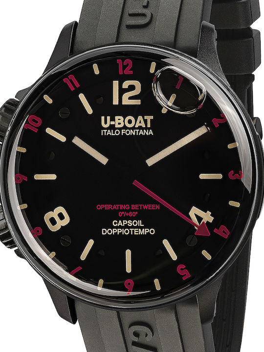 U-Boat Capsoil Doppiotempo DLC Uhr Batterie mit Kautschukarmband U-Boat Capsoil Doppiotempo DLC Uhr Batterie mit Kautschukarmband