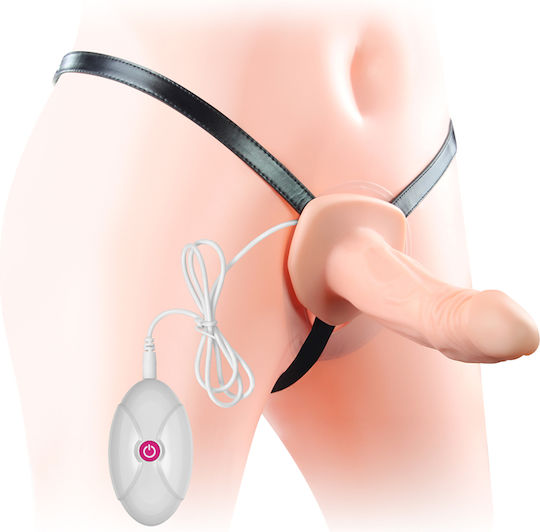Lovetoy Vibrating Unisex Harness με Dildo σε Μαύρο Χρώμα