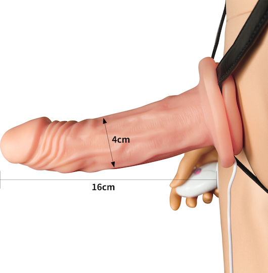 Lovetoy Vibrating Unisex Harness με Dildo σε Μαύρο Χρώμα