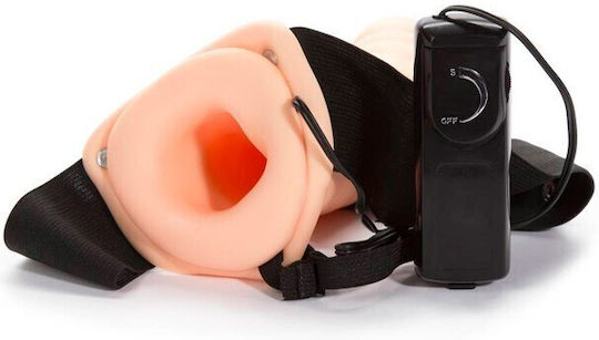 Kinx The Extender Plus Harness with Dildo 20.5cm and Vibration in skin color