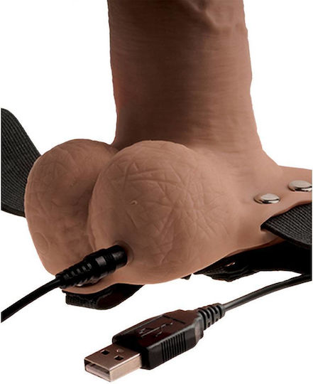 Pipedream Fetish Fantasy Hollow Rechargeable Strap-On Harness με Dildo και Δόνηση στο χρώμα του δέρματος