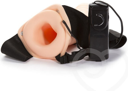 Kinx Extender Hollow Vibrating Strap On Harness με Dildo 16cm και Δόνηση σε Μαύρο Χρώμα