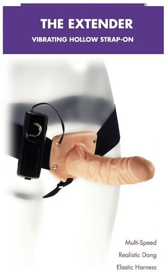Kinx Extender Hollow Vibrating Strap On Harness με Dildo 16cm και Δόνηση σε Μαύρο Χρώμα