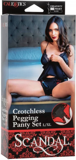 Calexotics Scandal Crotchless Pegging Panty Set Red Εσώρουχο με Dildo