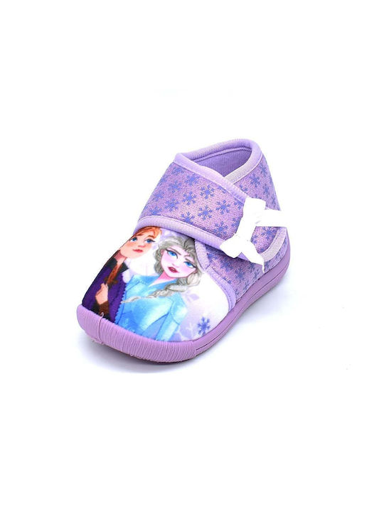 Frozen Girls Kids Velcro high Houseshoes FZ011253-LLC Λιλά