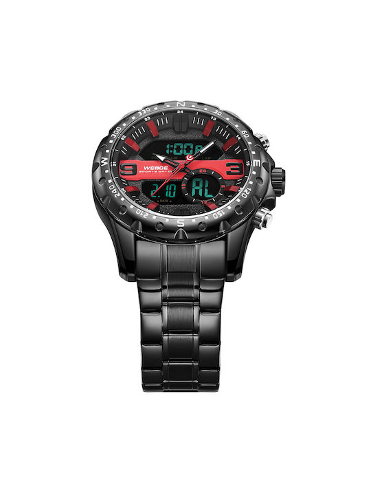 Weide Analog/Digital Watch Chronograph Battery with Black Metal Bracelet