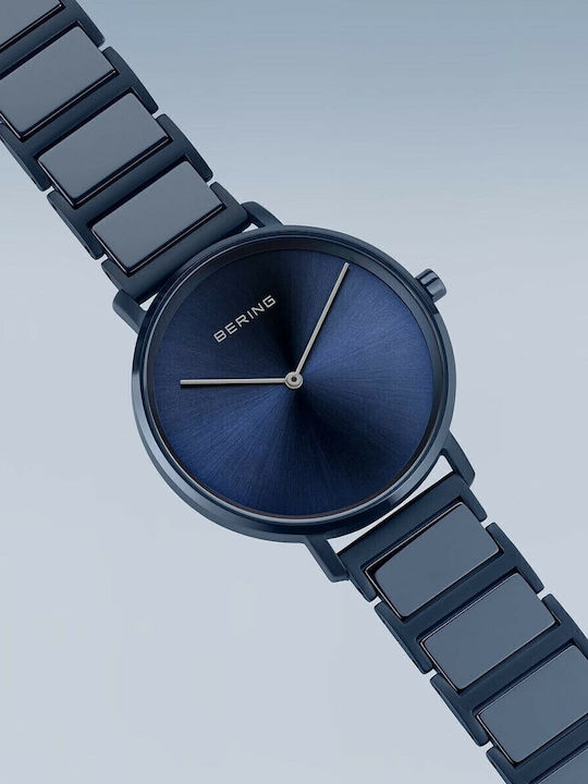 Bering Time Ανδρικό Ρολόι 39mm Μπαταρίας με Μπλε Κεραμικό Μπρασελέ