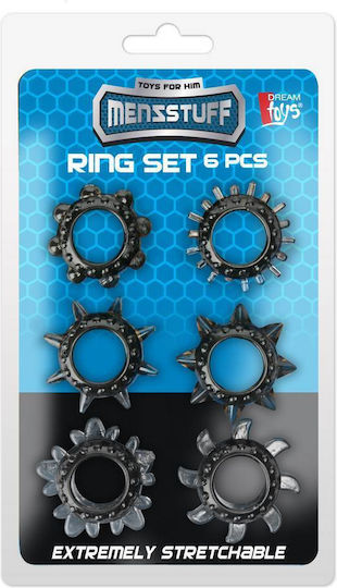 Dream Toys 6pc Stretcheable Ring Set Black