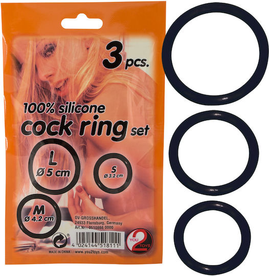 You2Toys Silicone Cock Ring Set Black 3pcs