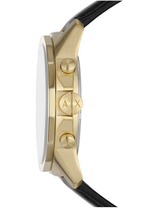 Armani Exchange Banks Ceas Bărbat 44mm Cronograf Baterie cu Curea din Piele Neagră