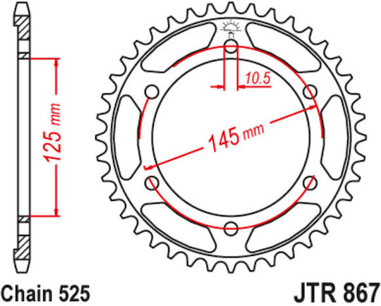 JT Sprockets Γρανάζι Πίσω 43 Δοντιών για Yamaha TDM 850