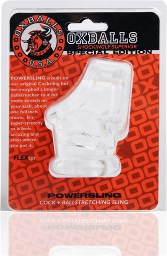 Oxballs Powersling Cock Ring Cocoș și testicule Clear