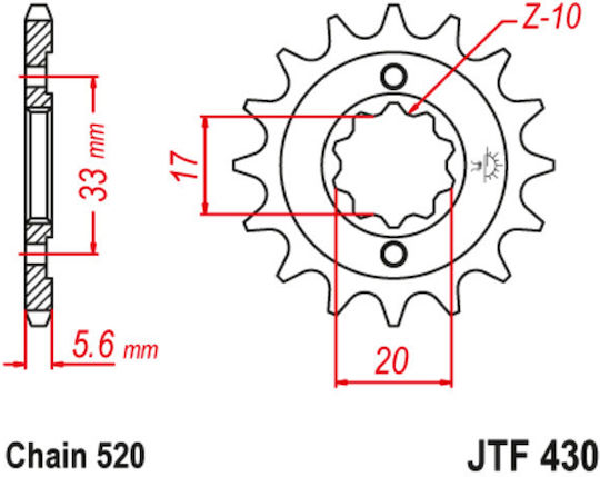JT Sprockets Предно зъбно колело 13 Зъби за Kawasaki КXF 250 04-05 / Suzuki RMZ 250 04-06
