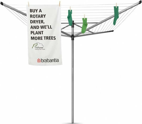 Brabantia Lift-O-Matic Folding Floor Clothes Drying Rack for the Garden Metallic