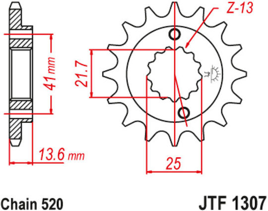 JT Sprockets Vorderes Ritzel 14 Zähne für Honda XR 650R 2000-2007