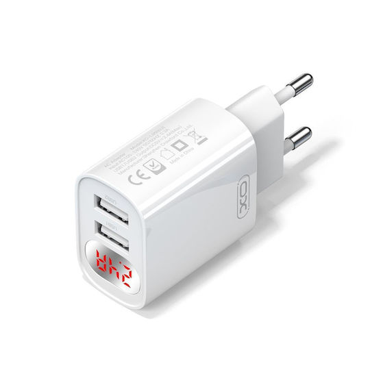 XO Charger Without Cable with 2 USB-A Ports Whites (L95)