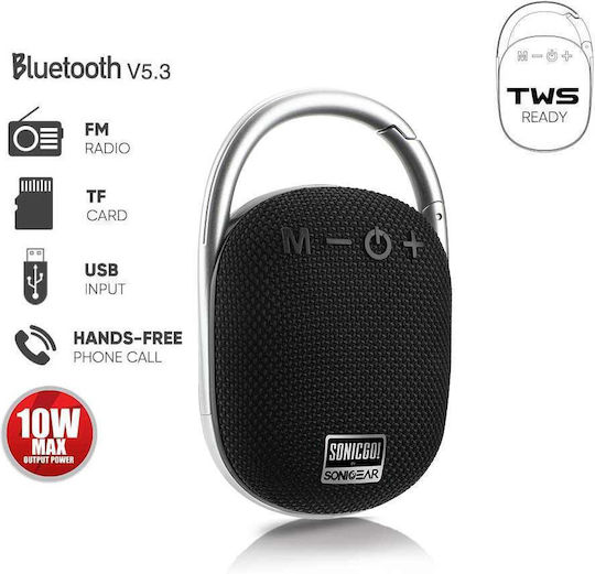 Sonic Gear Go 1 Ηχείο Bluetooth 5W με Ραδιόφωνο και Διάρκεια Μπαταρίας έως 4 ώρες Μαύρο