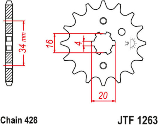 JT Sprockets Γρανάζι Μπροστά 15 Δοντιών για Yamaha Crypton R 115