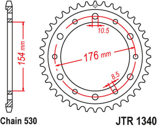 JT Sprockets Γρανάζι Πίσω 44 Δοντιών για Honda CBR 1000 / VFR