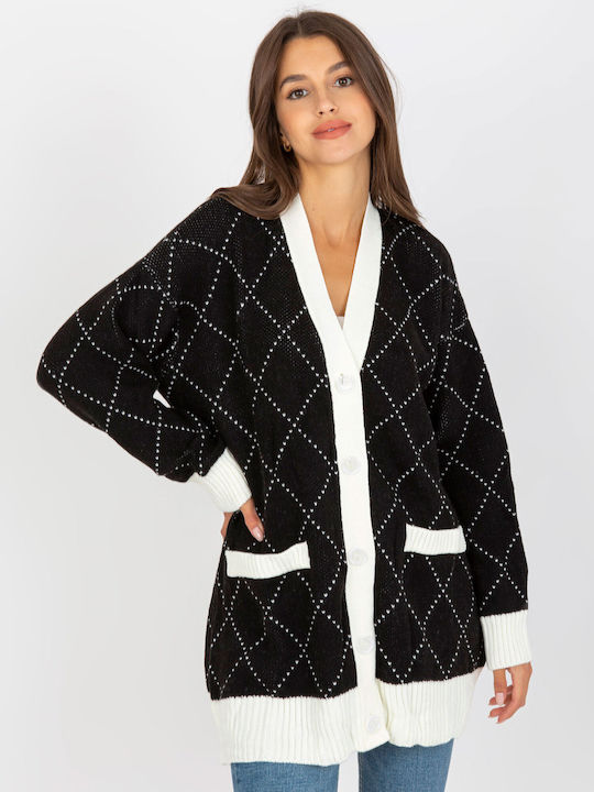 Rue Paris Long Women's Cardigan with Buttons Black