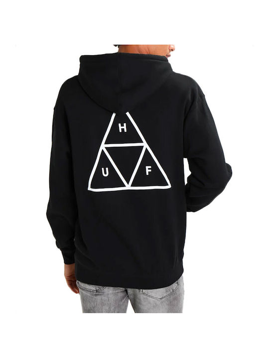 HUF Men's Sweatshirt with Hood and Pockets Black