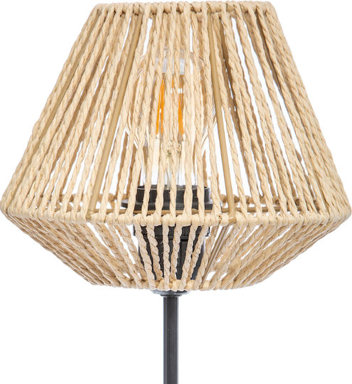 Atmosphera Jily Table Lamp for E27 Socket with Beige Shade and Black Base