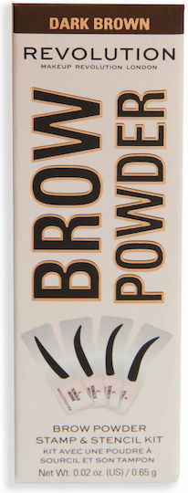 Revolution Beauty Brow Powder Stamp and Stencil Kit Στυλό για Φρύδια Dark Brown 0.65gr