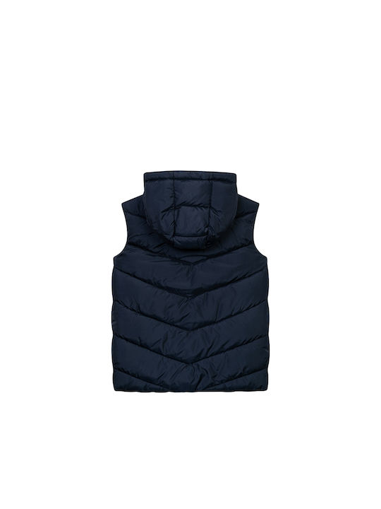 Minoti Kids Quilted Jacket Sleeveless short Hooded Navy Blue