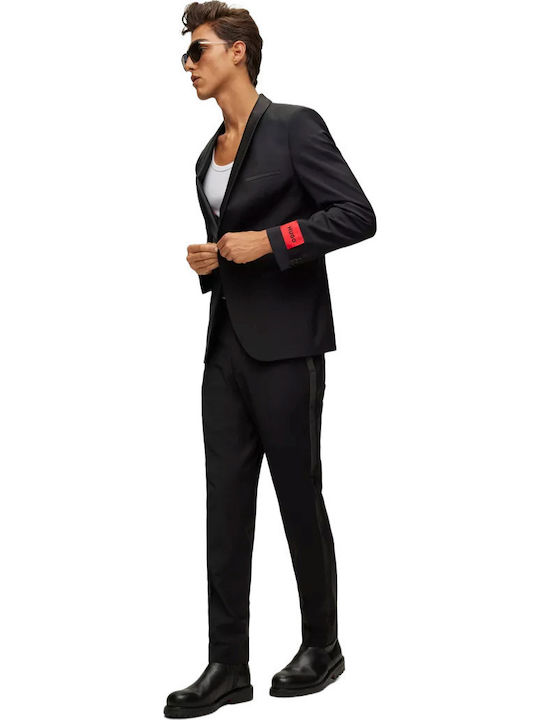 Hesten Men's Suit Trousers Elastic in Extra Slim Fit Black