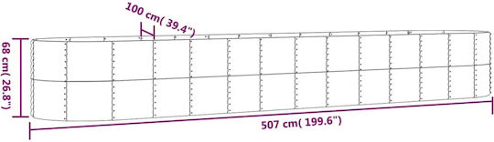 vidaXL Metallischer Grauer Blumenkasten 507x100x68cm