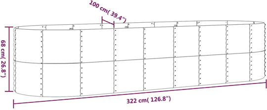 vidaXL Blumenkasten Metallisch Gray 322x100x68cm.